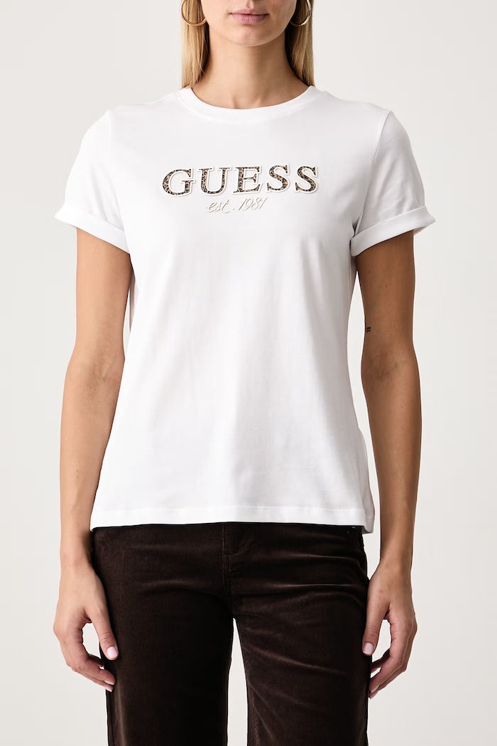 T-shirt da donna in cotone Guess W6BI22.K6042 bianco