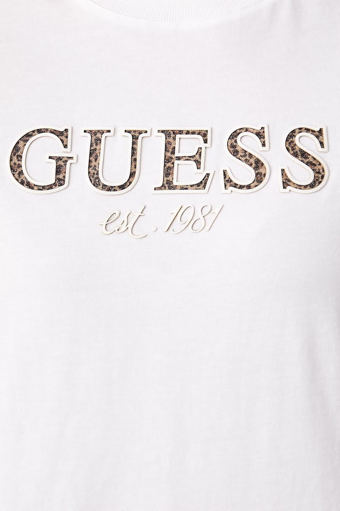 T-shirt da donna in cotone Guess bianco W6BI22.K6042