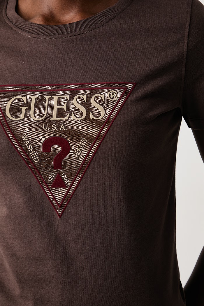 Tricou pentru femei din bumbac Guess W6BI20.K6039 maro