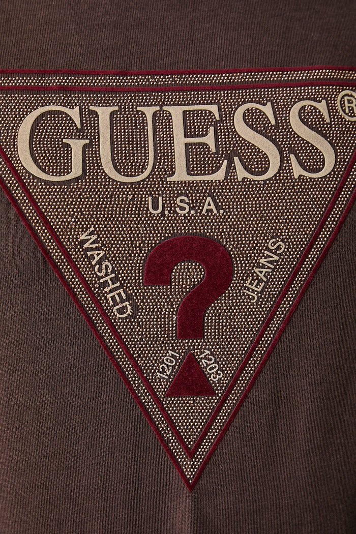 Tricou pentru femei din bumbac Guess maro W6BI20.K6039