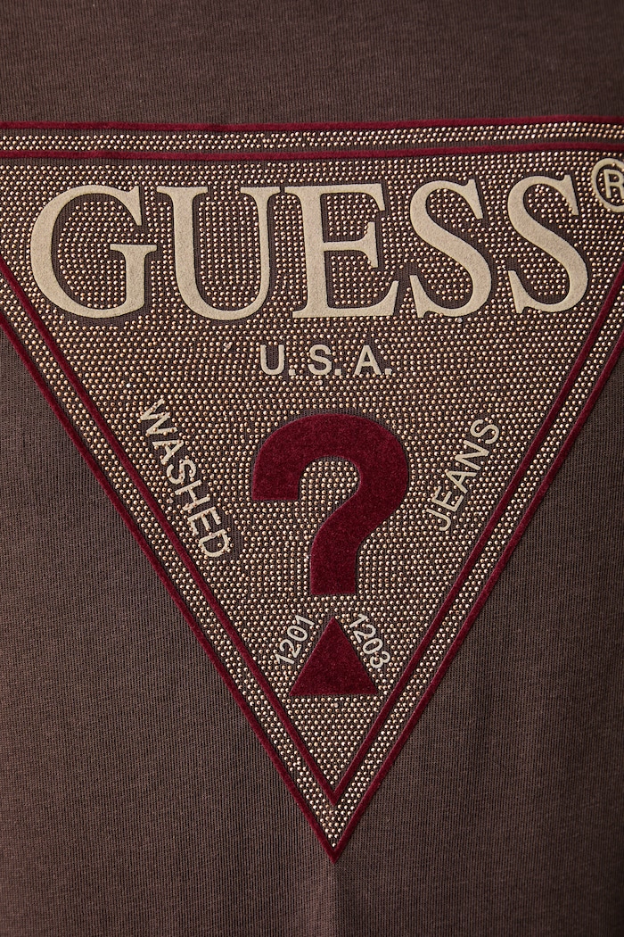 Tricou pentru femei din bumbac Guess maro W6BI20.K6039