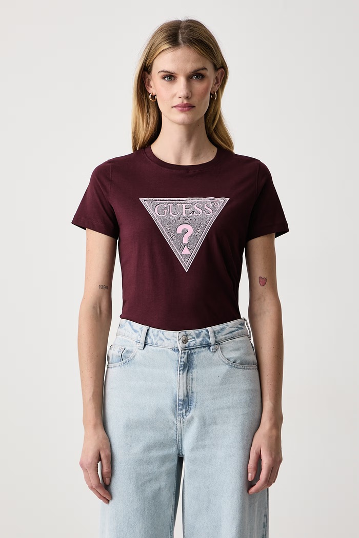 Guess Majica za žene od pamuka bordo W6BI20.K6039