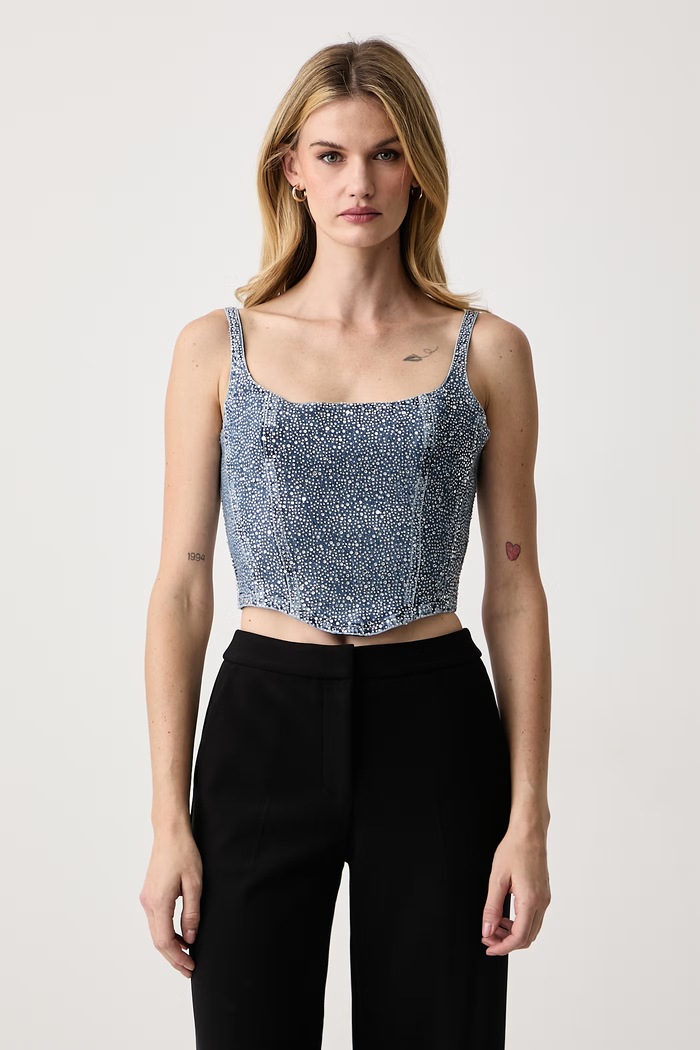 Guess Top dámsky rifľový GALA modrá W6BH41.D2585