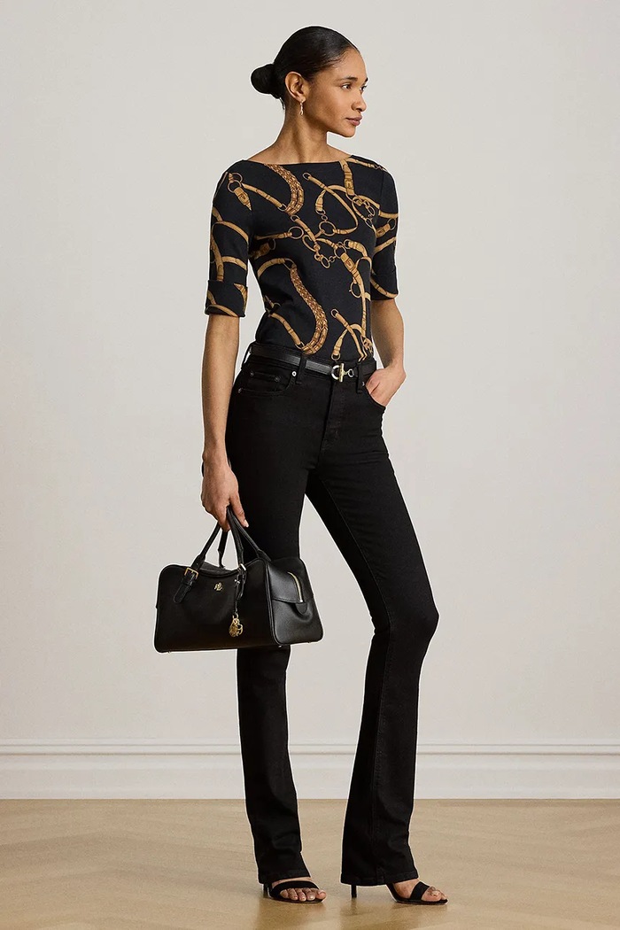 Odzież Lauren Ralph Lauren T-shirt damski bawełniany z elastanem 200P13948 czarny