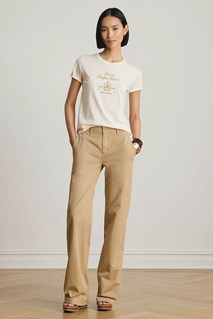Odzież Lauren Ralph Lauren T-shirt damski bawełniany 200P13943 beżowy