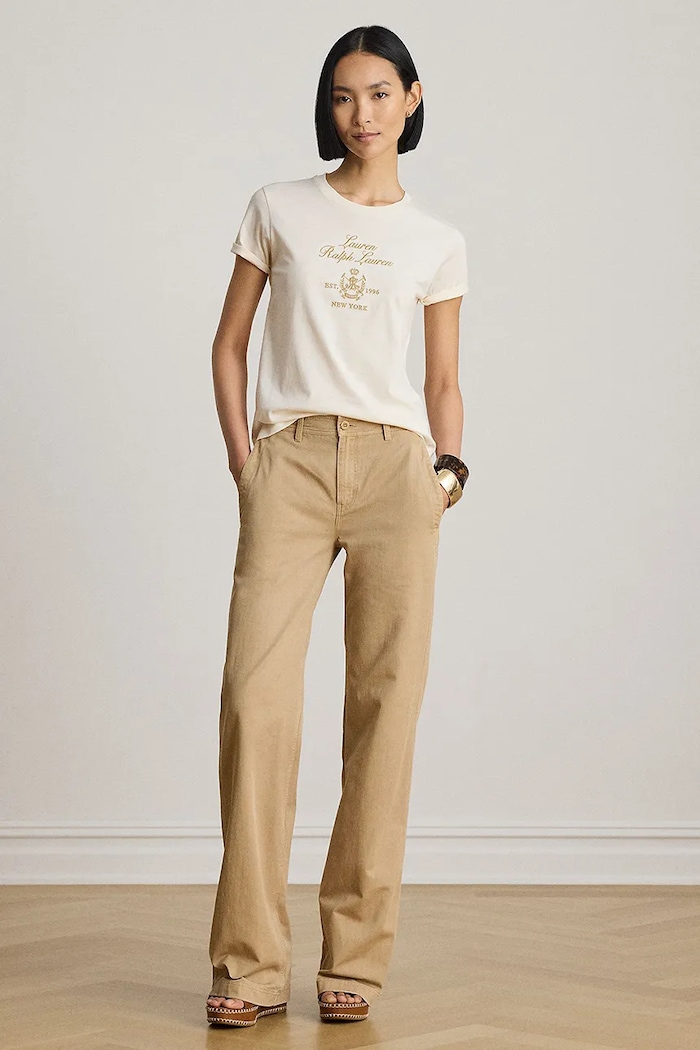 Odzież Lauren Ralph Lauren T-shirt damski bawełniany 200P13943 beżowy