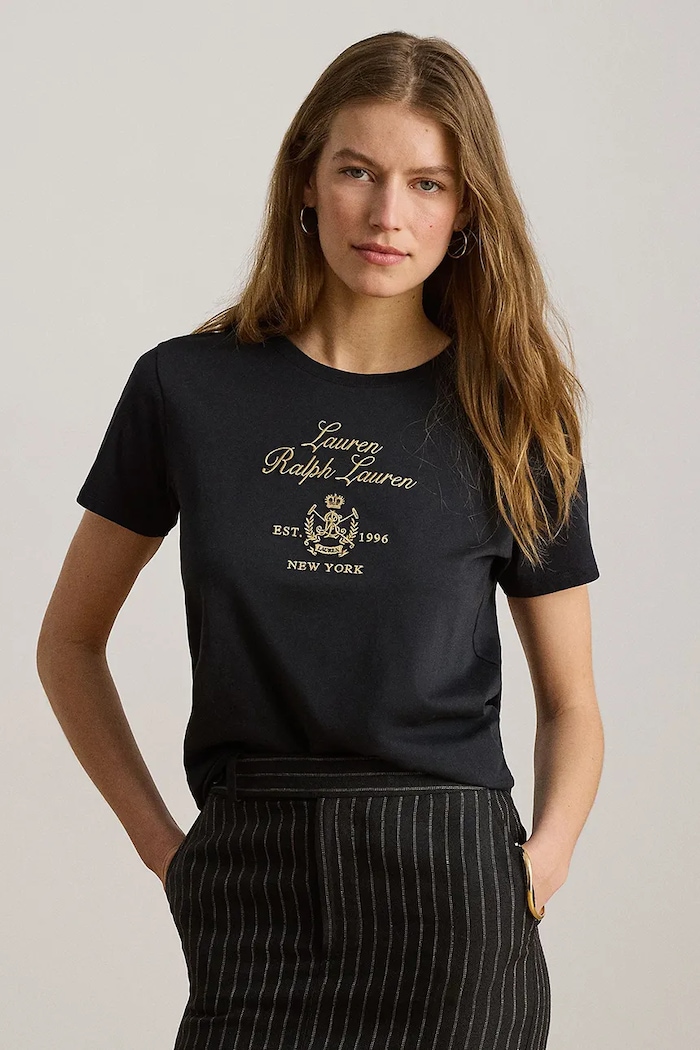 Lauren Ralph Lauren T-shirt damski bawełniany czarny 200P13943