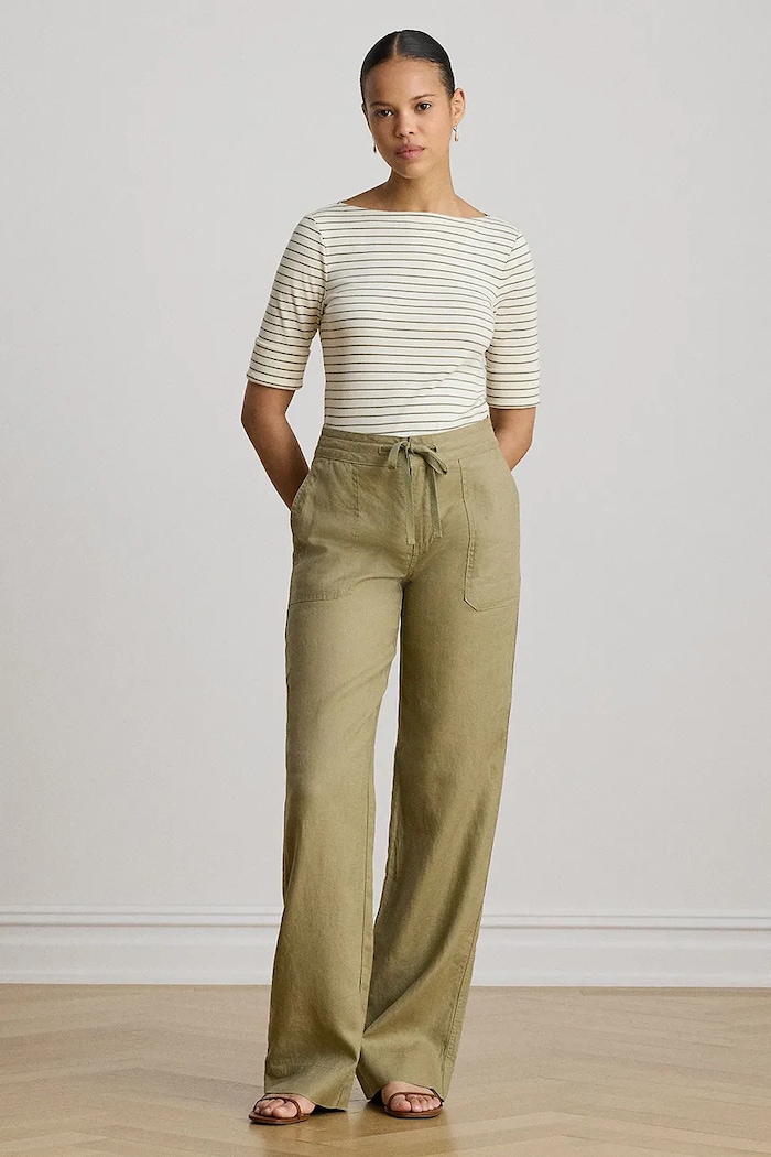 Odzież Lauren Ralph Lauren T-shirt damski z bawełną 200P13919 beżowy