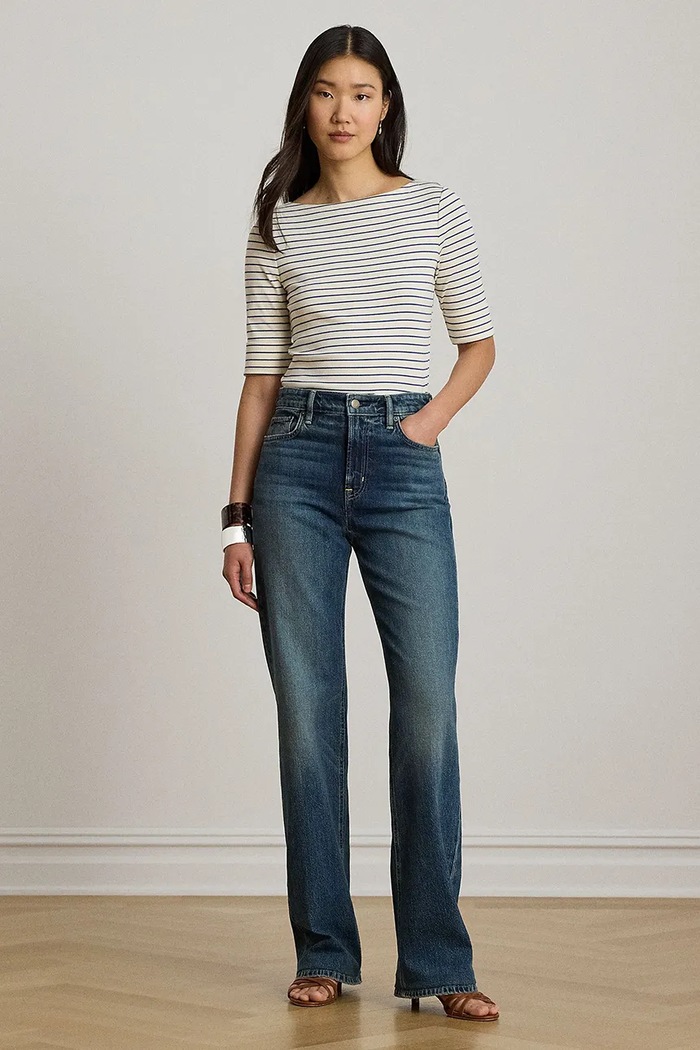 Odzież Lauren Ralph Lauren T-shirt damski z bawełną 200P13919 beżowy