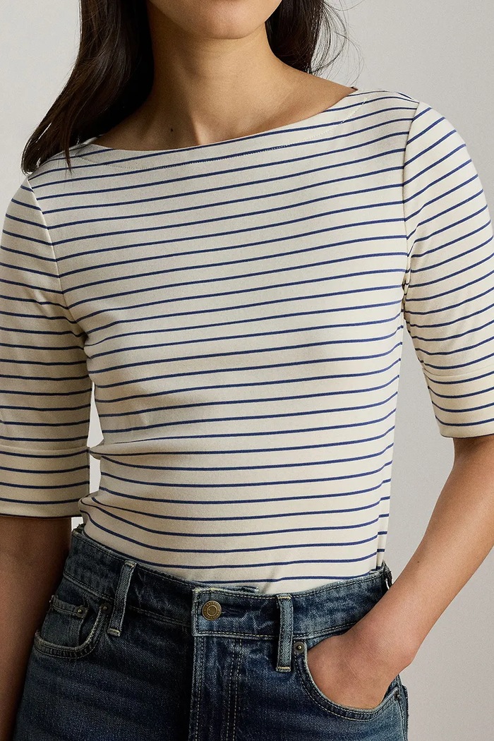 Lauren Ralph Lauren T-shirt damski z bawełną beżowy 200P13919