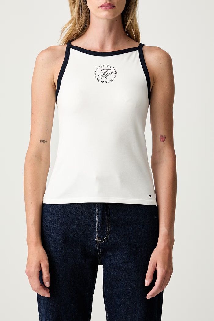 Tommy Hilfiger top damski z lyocellem biały WW0WW50033