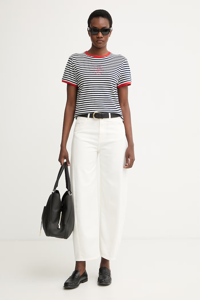 Tommy Hilfiger női t-shirt lyocellel WW0WW50032 sötétkék AW26