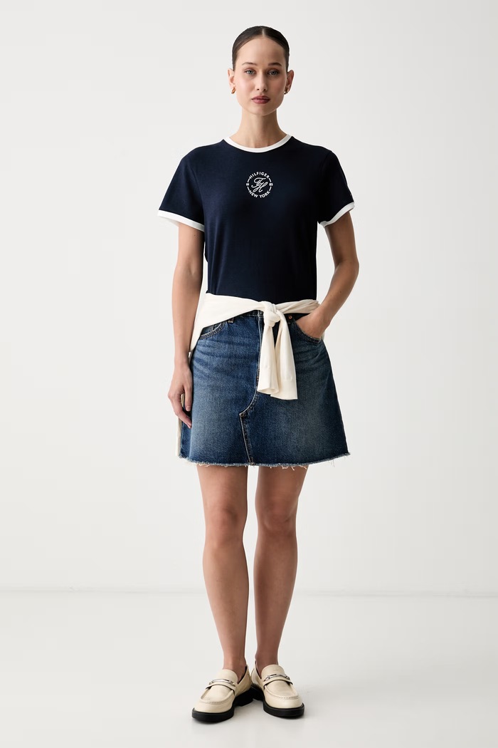 Tommy Hilfiger T-shirt damski z lyocellem WW0WW50032 granatowy AW26