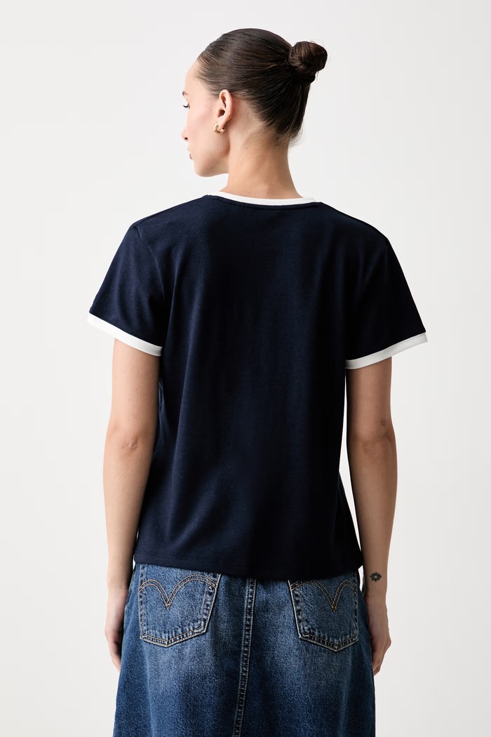 Odzież Tommy Hilfiger T-shirt damski z lyocellem WW0WW50032 granatowy