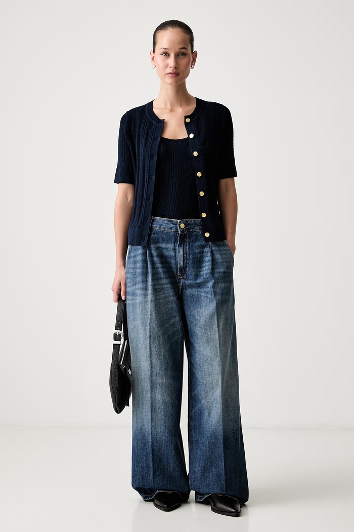 Tommy Hilfiger top dámský s bavlnou WW0WW50069 námořnická modř AW26