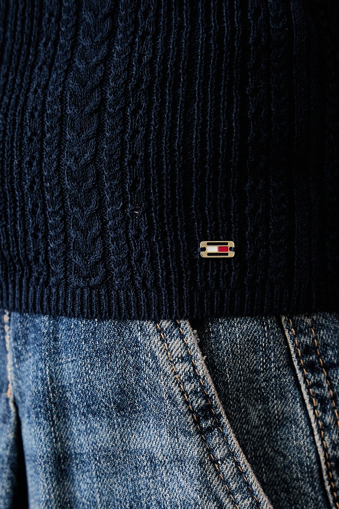 Tommy Hilfiger top dámský s bavlnou WW0WW50069 námořnická modř