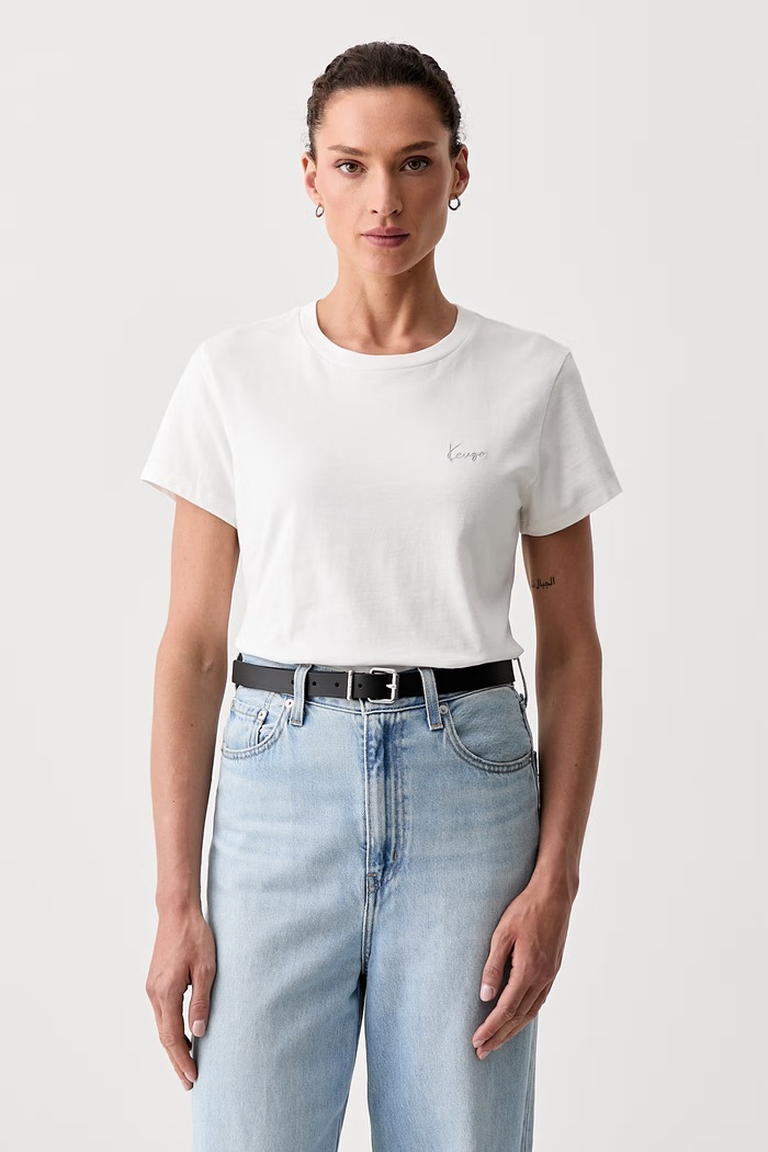 Kenzo t-shirt da donna in cotone bianco FG62TS2614SG