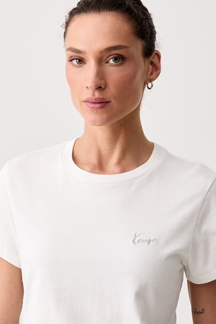 Kenzo t-shirt da donna in cotone bianco FG62TS2614SG