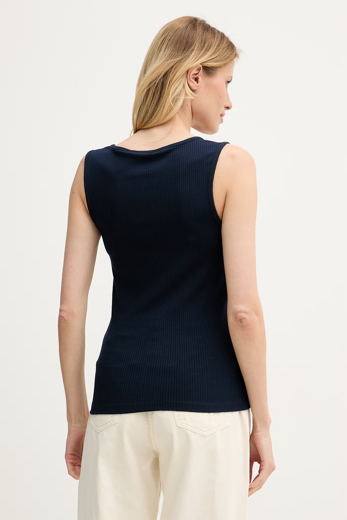 Îmbrăcăminte Tommy Hilfiger top pentru femei, cu vâscoză WW0WW52112 bleumarin
