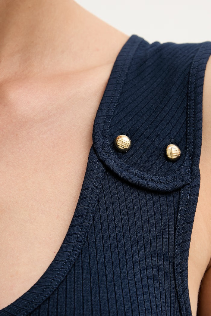 Tommy Hilfiger top pentru femei, cu vâscoză WW0WW52112 bleumarin