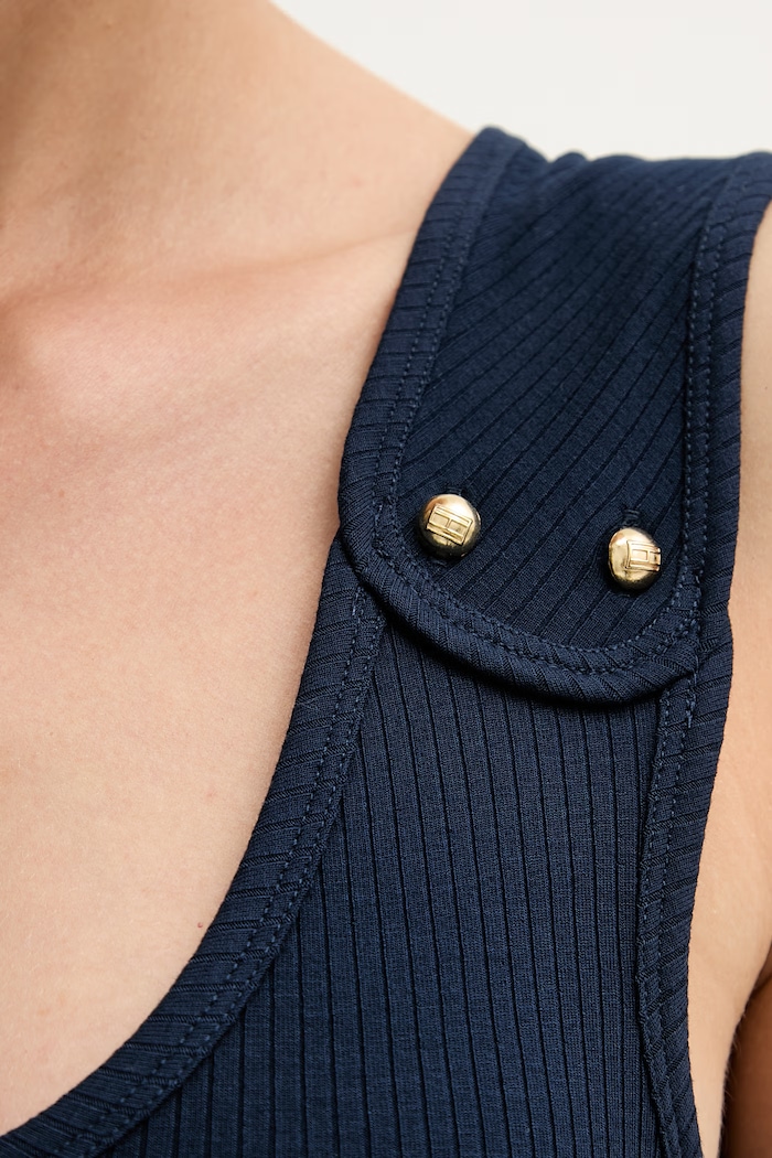 Tommy Hilfiger top pentru femei, cu vâscoză WW0WW52112 bleumarin