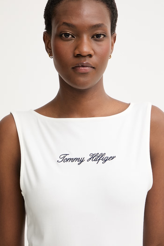 Tommy Hilfiger top damski bawełniany z elastanem biały WW0WW50947