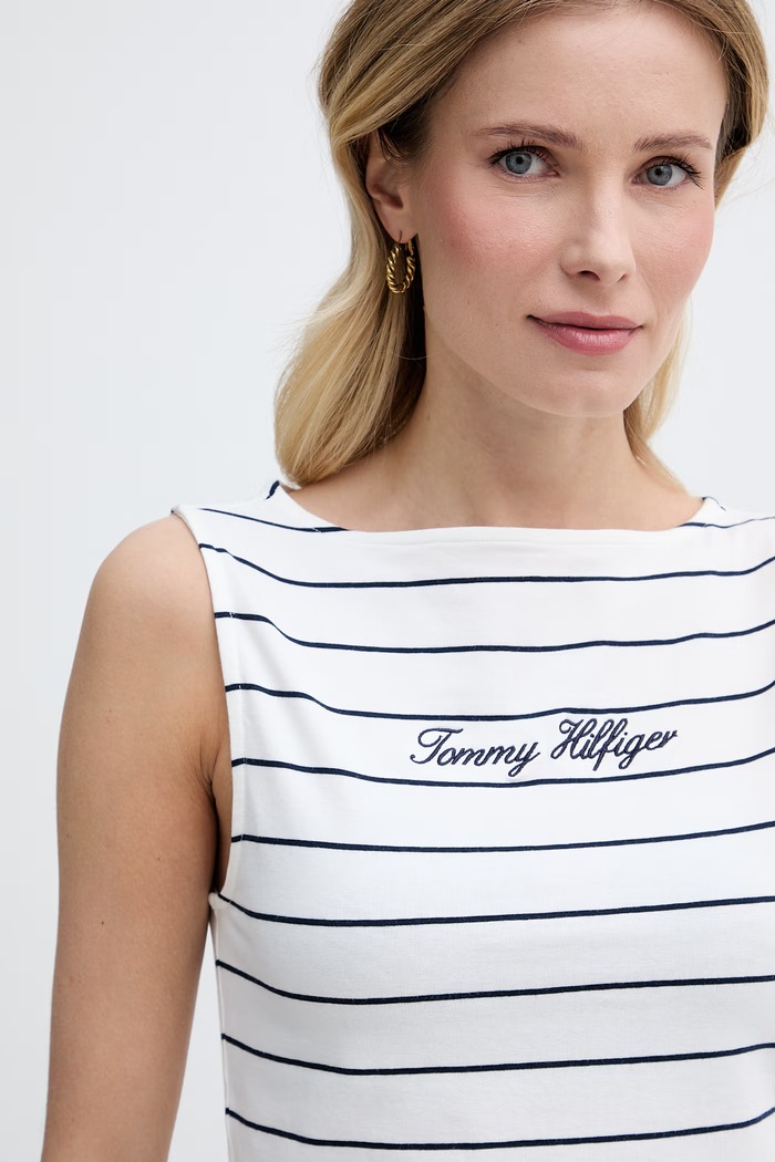Tommy Hilfiger top damski bawełniany z elastanem biały WW0WW50947