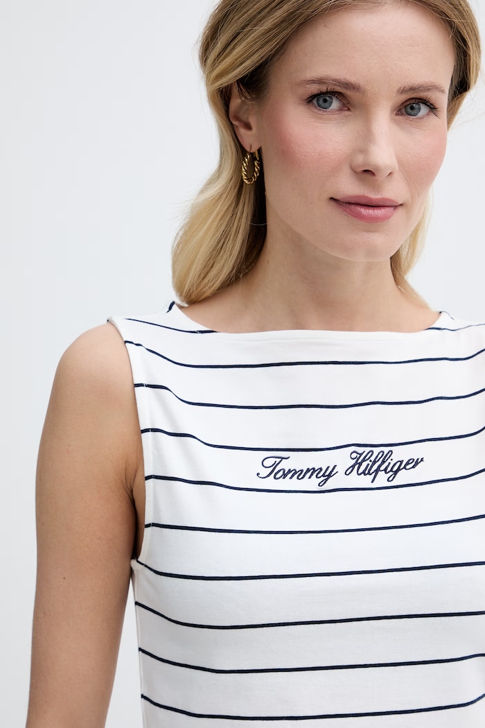 Tommy Hilfiger top damski bawełniany z elastanem biały WW0WW50947