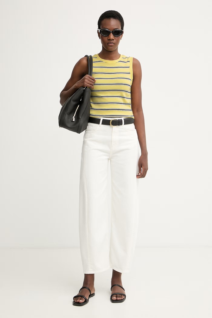 Tommy Hilfiger top ženski bombažen WW0WW50025 rumena AW26