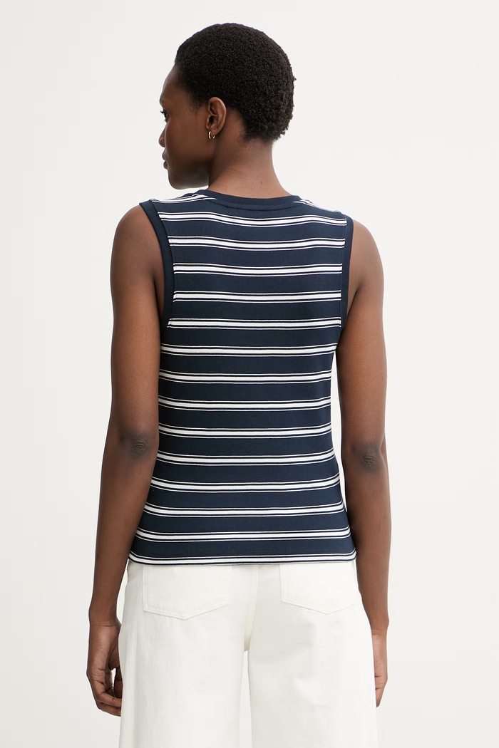 Oblačila Tommy Hilfiger top ženski bombažen WW0WW50025 mornarsko modra