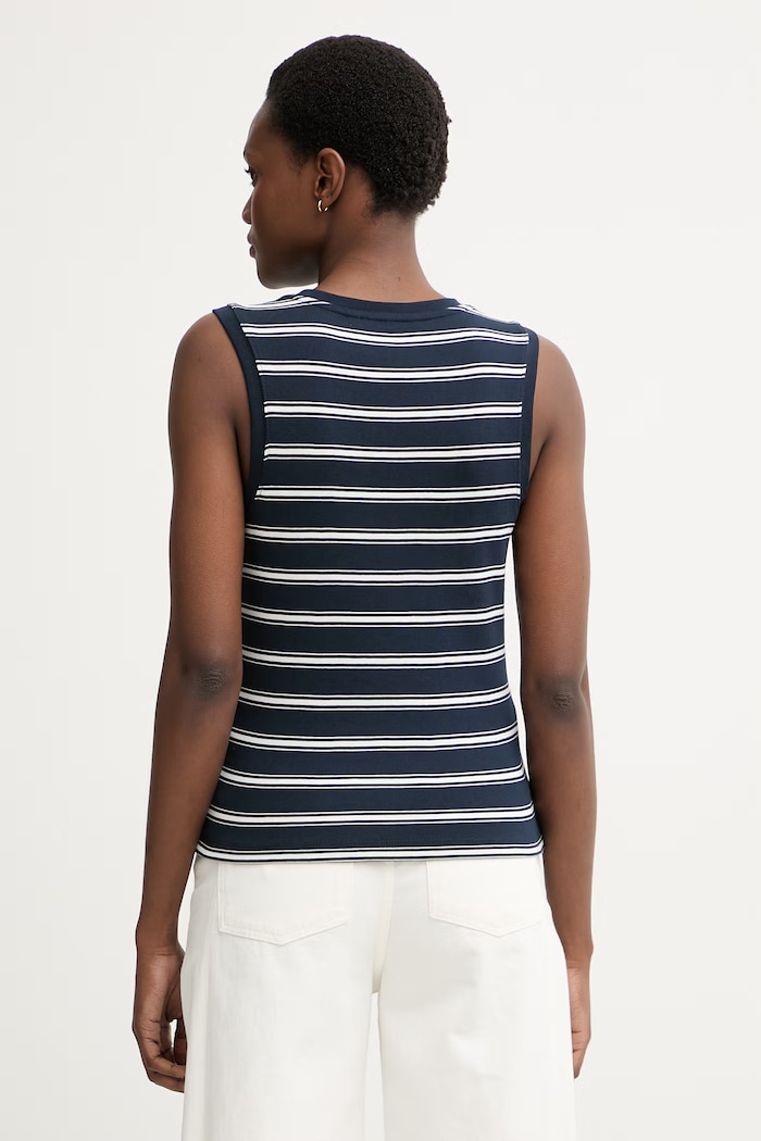 Oblačila Tommy Hilfiger top ženski bombažen WW0WW50025 mornarsko modra