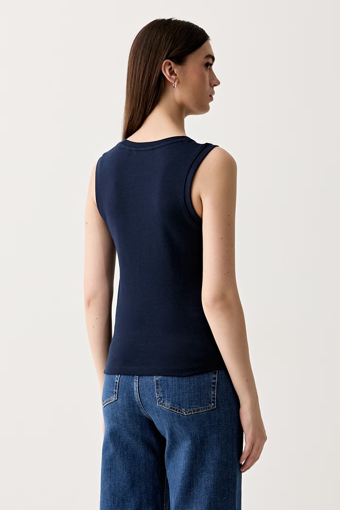 Oblečenie Tommy Hilfiger top dámsky bavlnený WW0WW50025 tmavomodrá