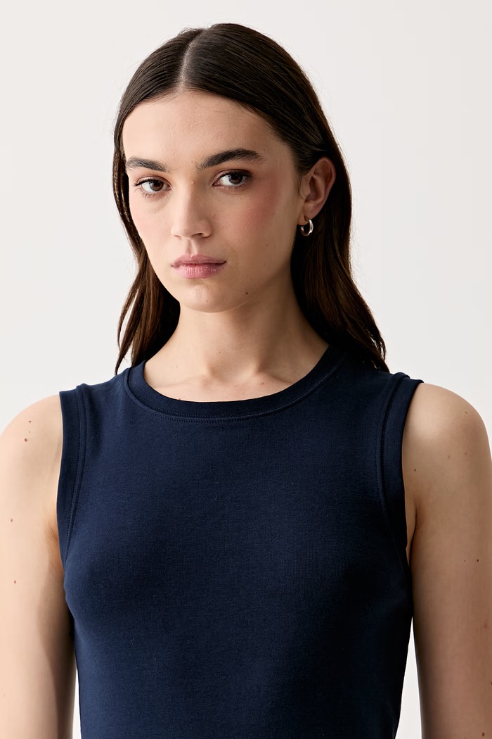 Tommy Hilfiger top dámsky bavlnený tmavomodrá WW0WW50025