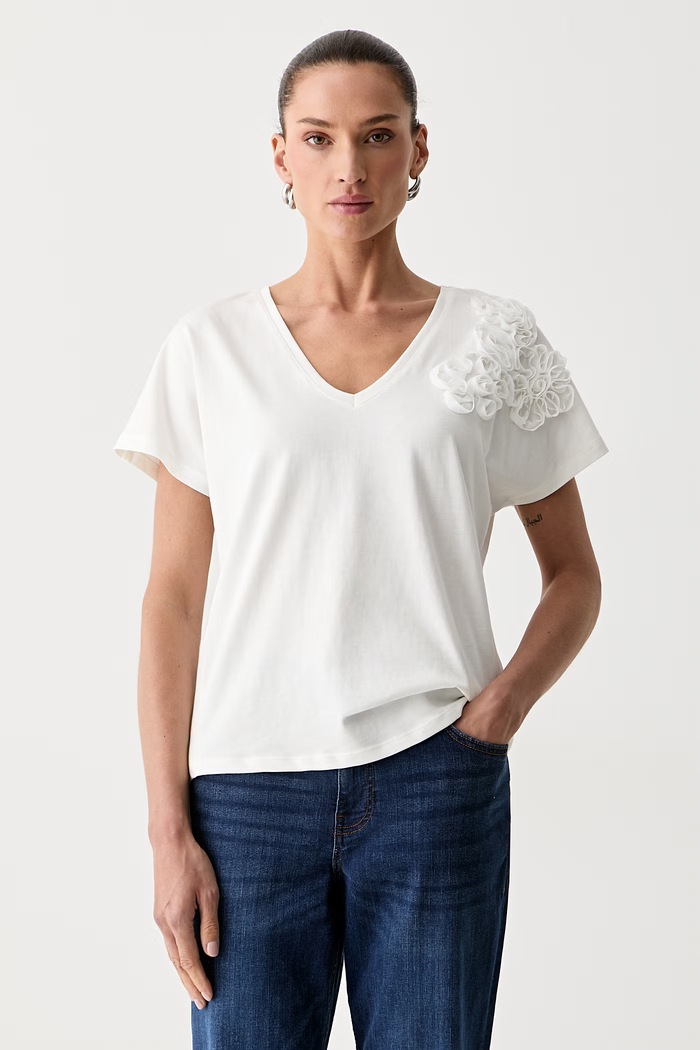 Morgan t-shirt γυναικείο βαμβακερό DROSE μπεζ 261.DROSE