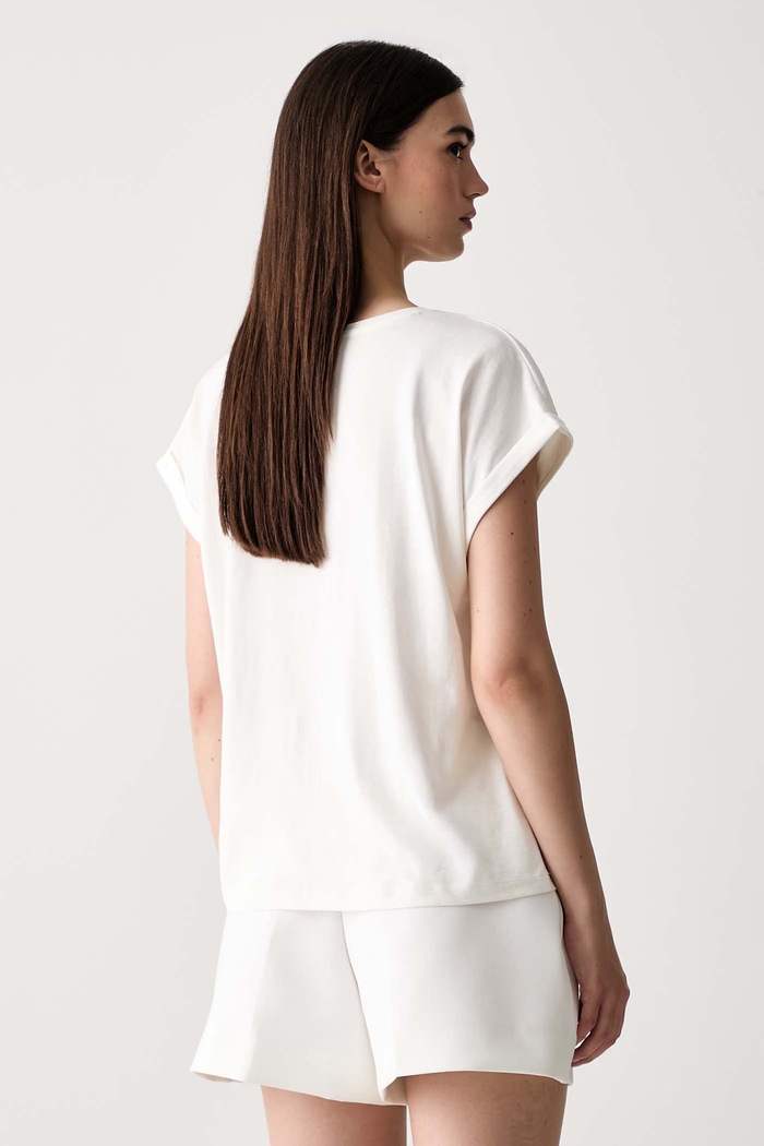 Odzież Morgan T-shirt damski bawełniany DPALM 261.DPALM beżowy