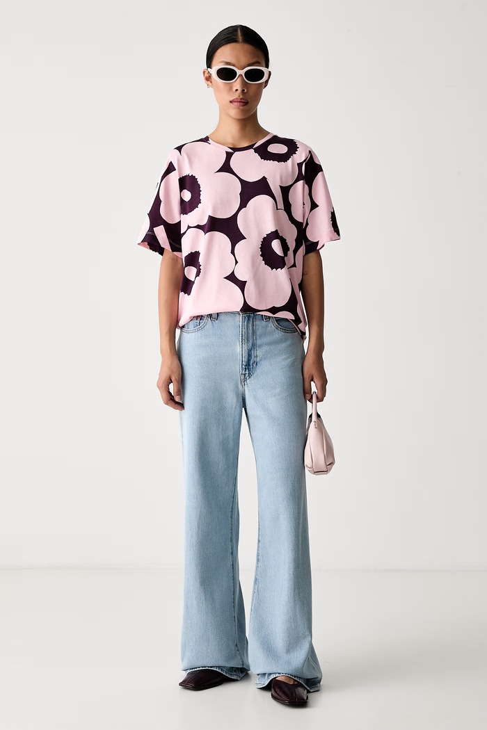 Marimekko тениска дамска от памук 096340 розов AW26