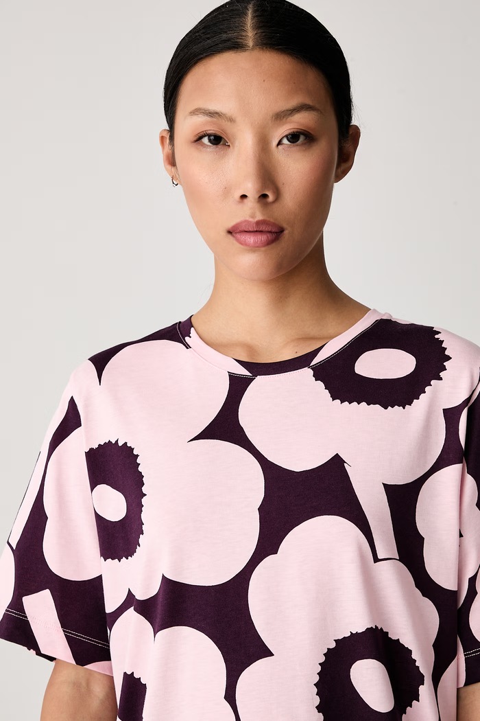 Marimekko тениска дамска от памук розов 096340