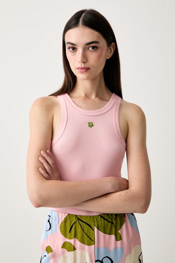 Marimekko τοπ γυναικείο βαμβακερό με ελαστάν ροζ 095893