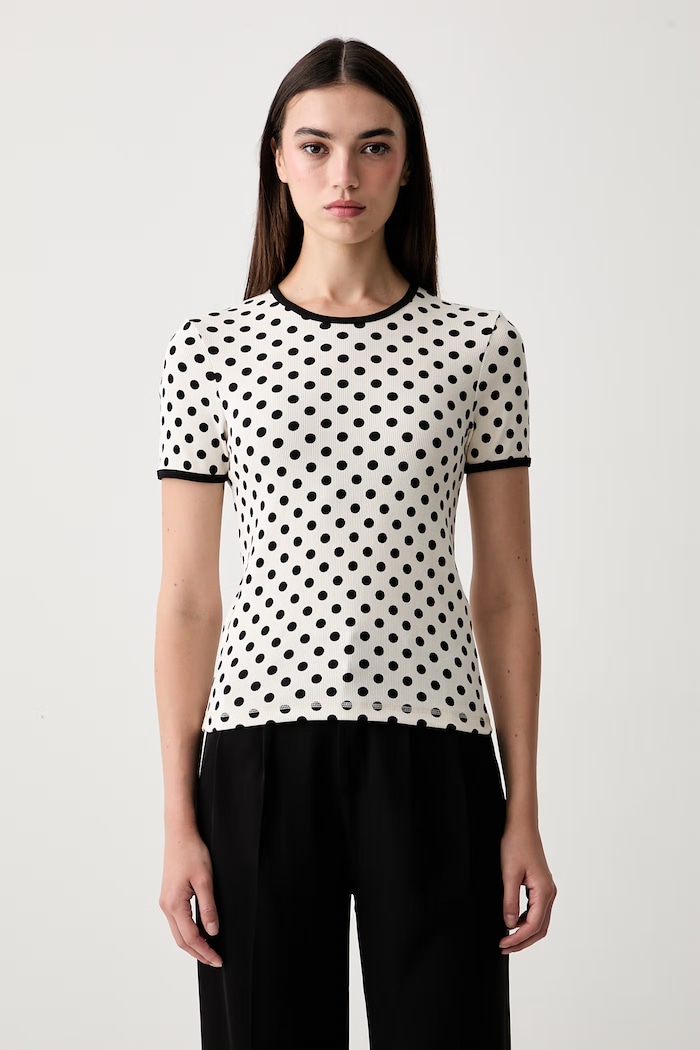 Marimekko T-shirt damski bawełniany z elastanem beżowy 095883