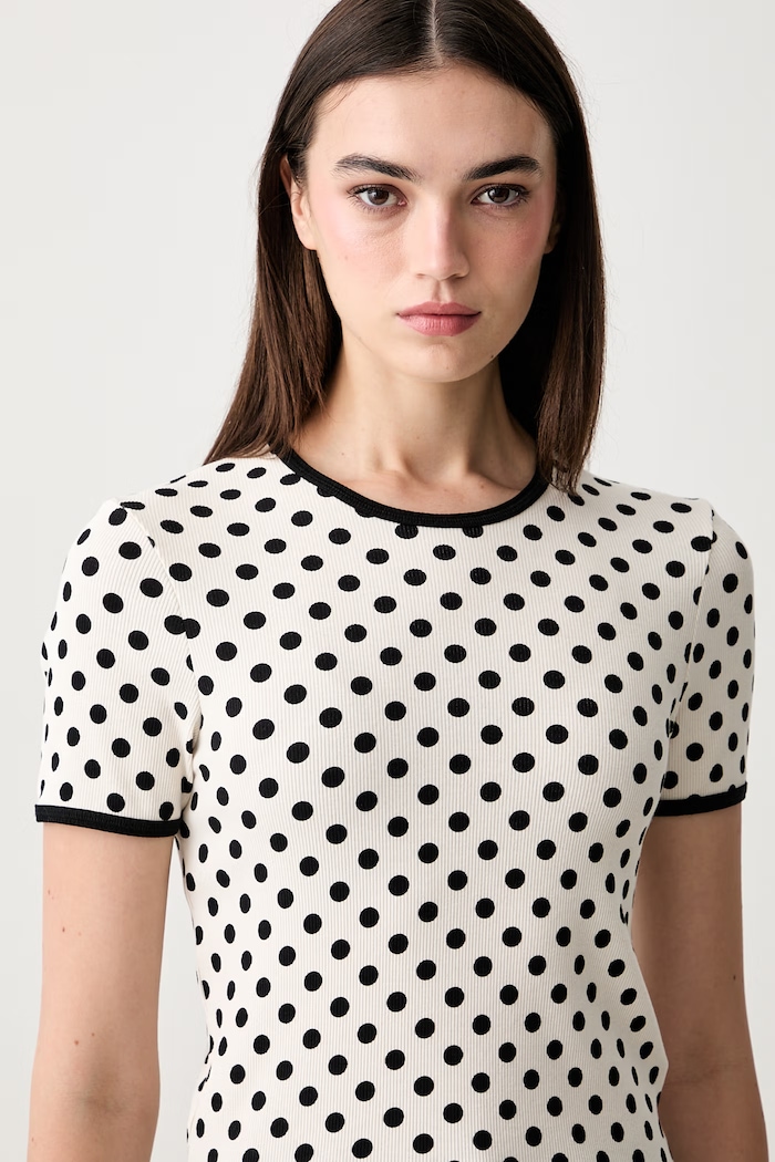 Marimekko T-shirt damski bawełniany z elastanem beżowy 095883
