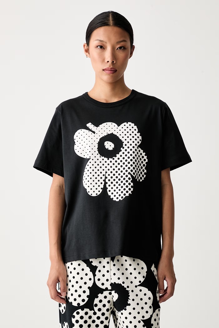 Marimekko тениска дамска от памук черен 095891