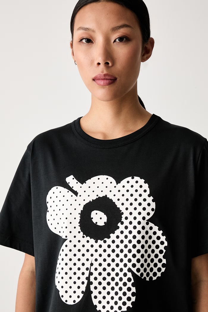 Marimekko тениска дамска от памук черен 095891