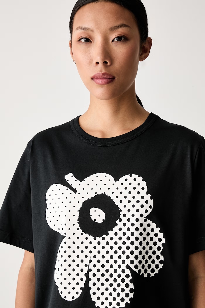 Marimekko тениска дамска от памук черен 095891