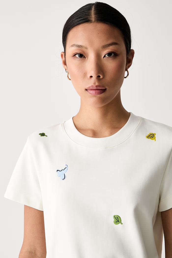 Marimekko тениска дамска от памук с еластан бежов 095915