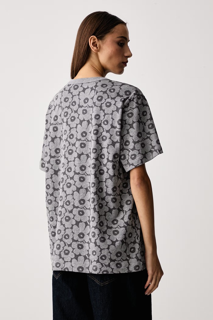 Oblačila Marimekko Kratka majica ženska bombažna 095937 siva