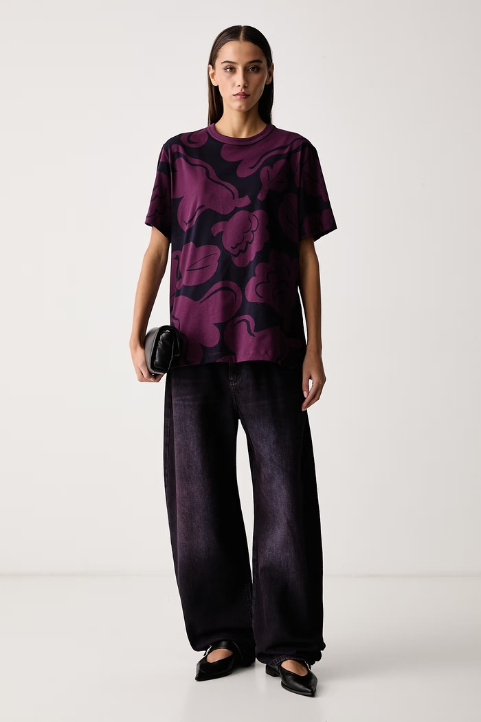 Marimekko Kratka majica ženska bombažna 095940 vijolična AW26