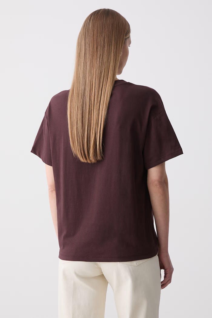 Odzież Marc O'Polo T-shirt damski bawełniany 5000010178 bordowy