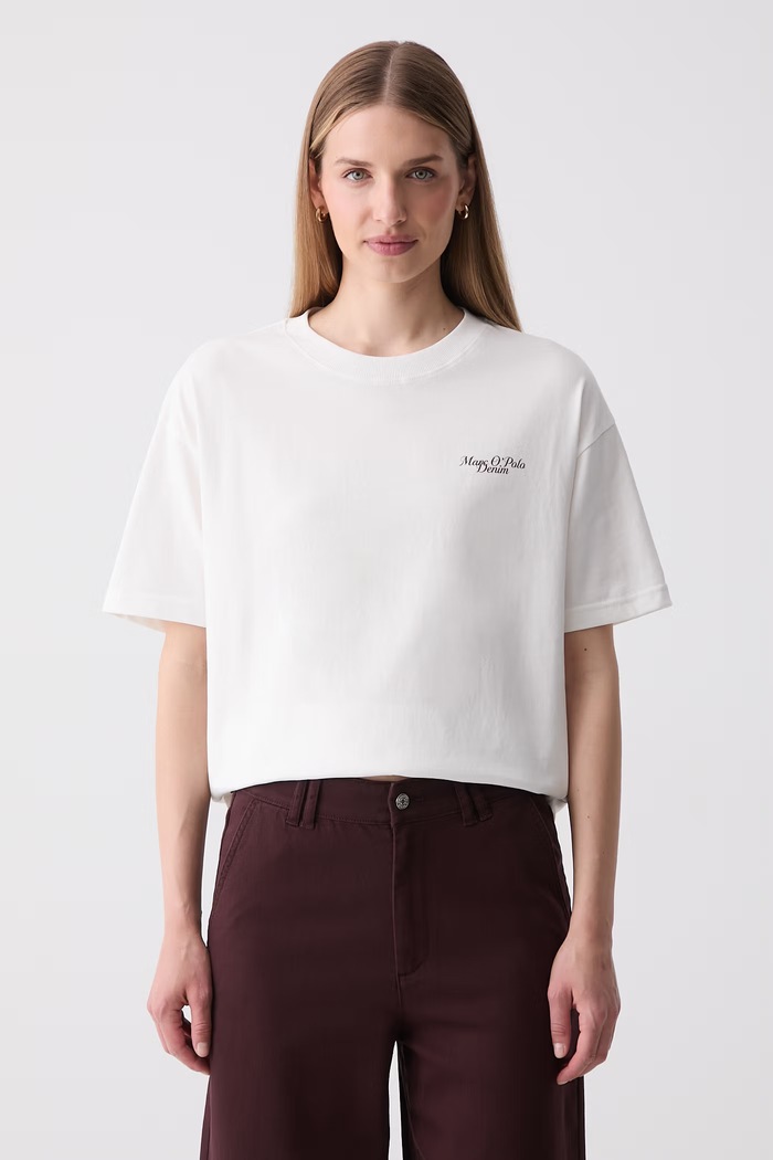 Odzież Marc O'Polo T-shirt damski bawełniany 5000010007 biały