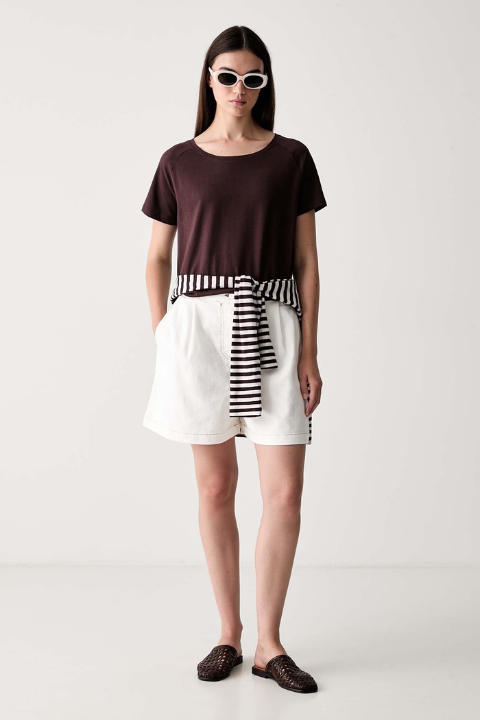 Marc O'Polo T-shirt damski bawełniany 5000010003 bordowy AW26