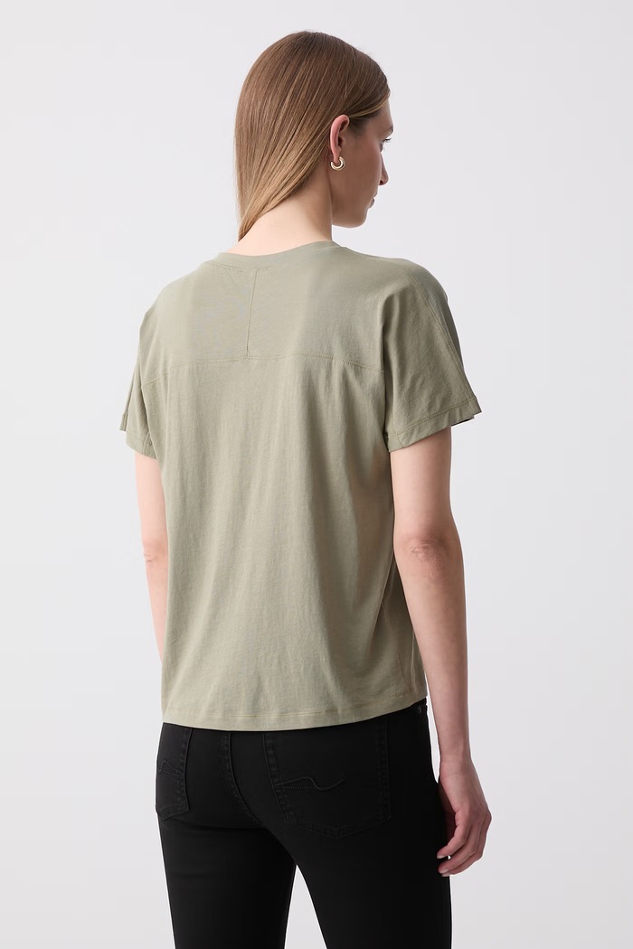 Marc O'Polo T-shirt basic damski bawełniany 5000014379 zielony AW26